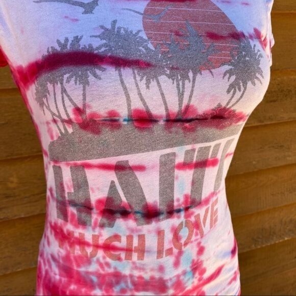 Vintage Vantage Tops - Vintage Vantage Haiti Much Love Custom Tie Dye Shirt Size S